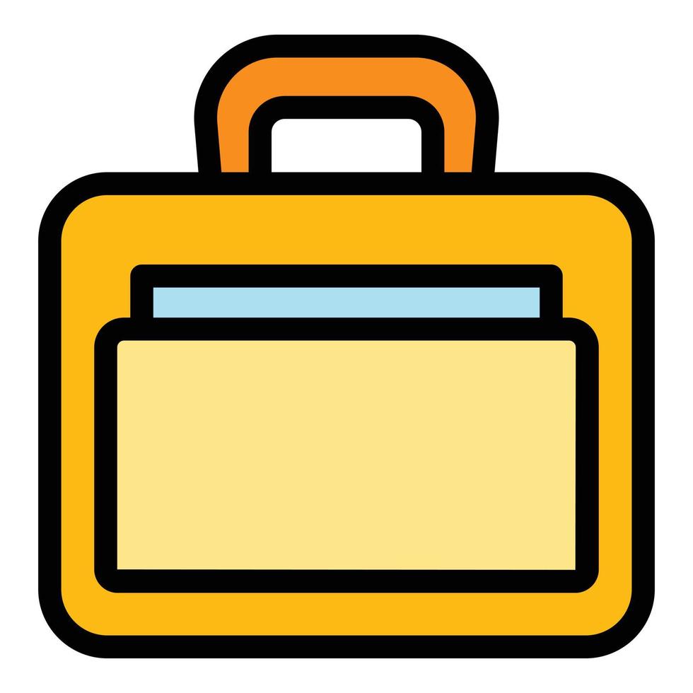 Koffer Laptop Tasche Symbol Farbe Umriss Vektor