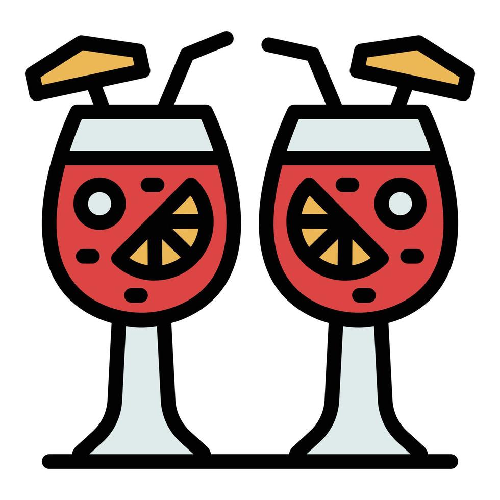 två tropisk cocktails ikon Färg översikt vektor