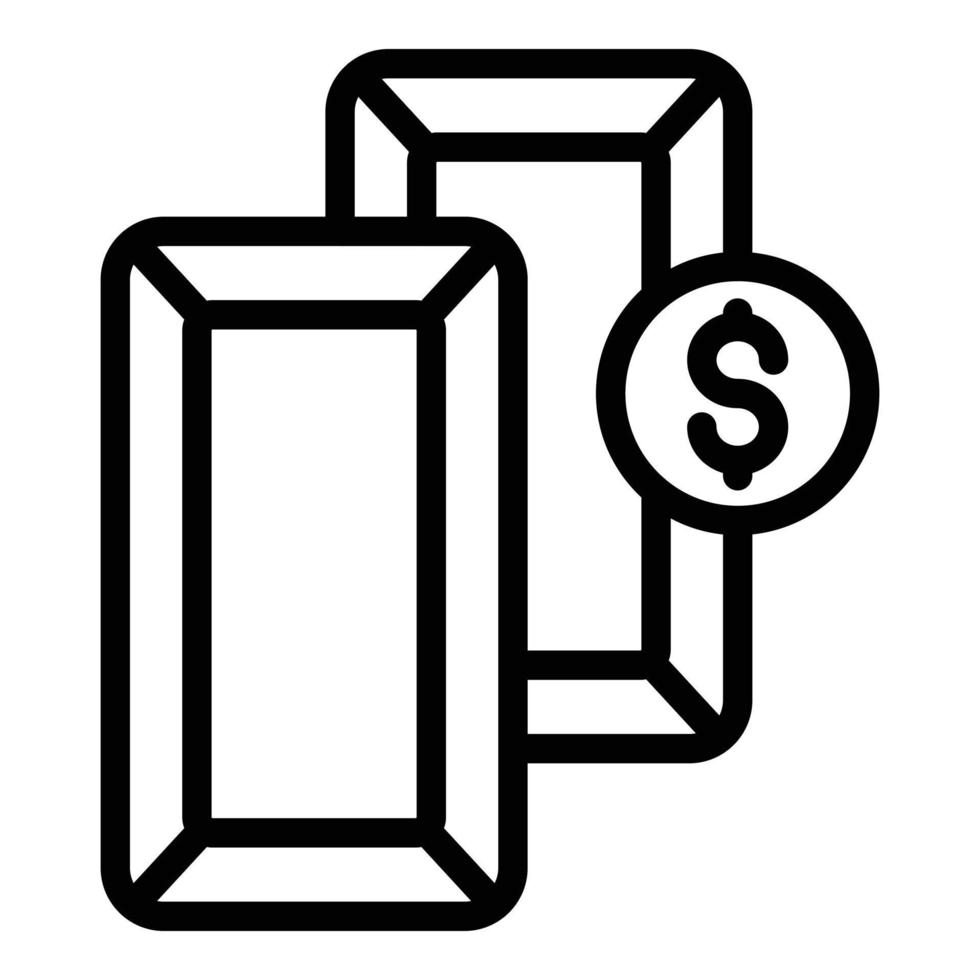 Goldbankreserven barren Dollar-Symbol, Umrissstil vektor