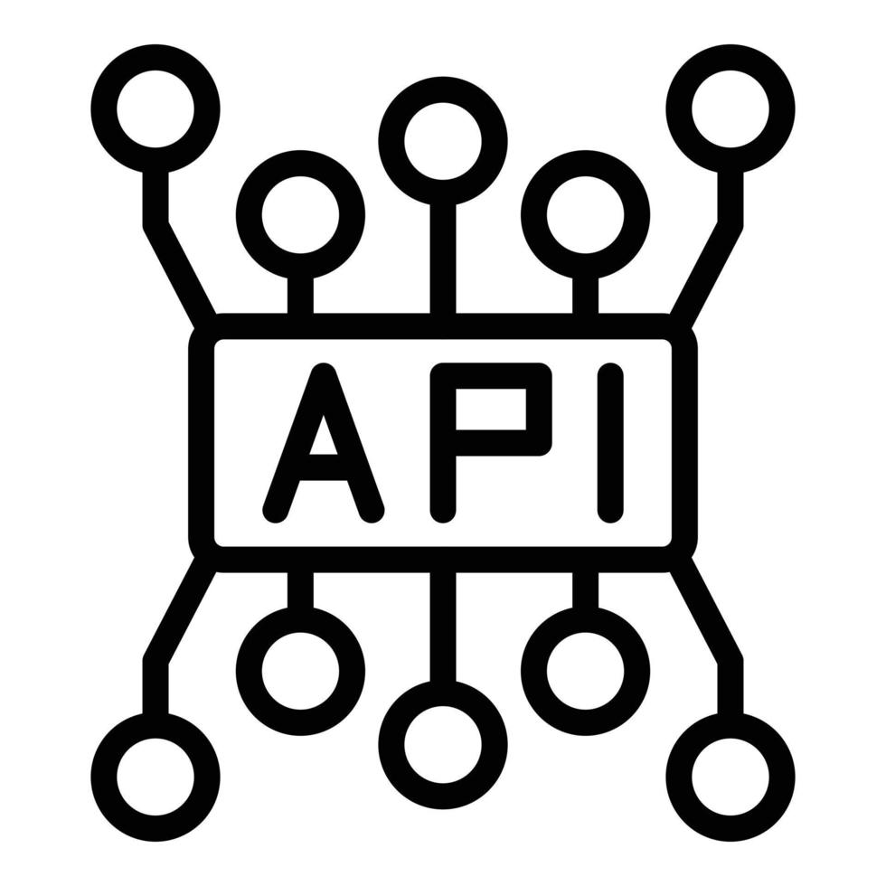 API-Code-Symbol, Umrissstil vektor