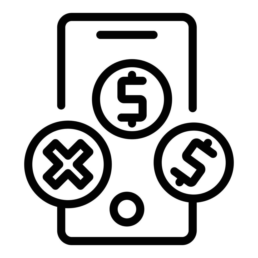mobil betalning ikon, översikt stil vektor
