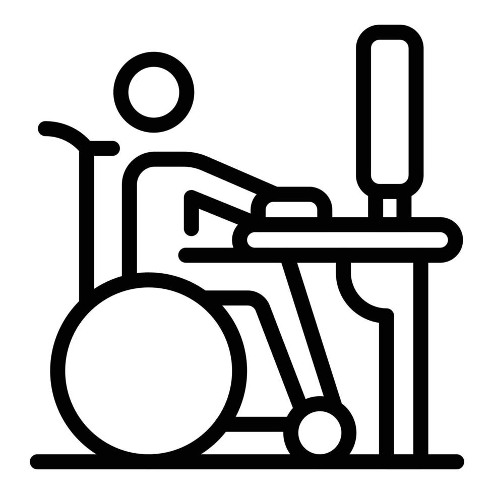 rullstol man dator arbete ikon, översikt stil vektor