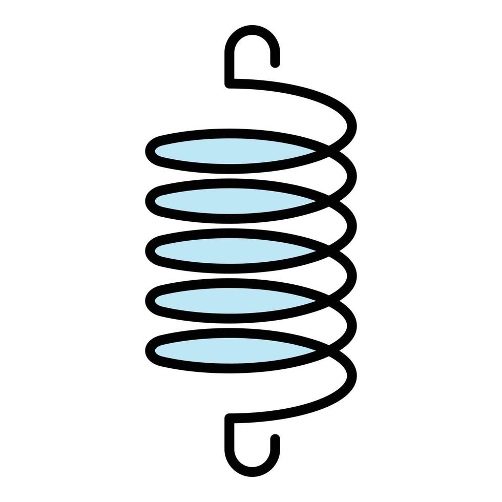 Spirale elastische Spule Symbol Farbe Umriss Vektor