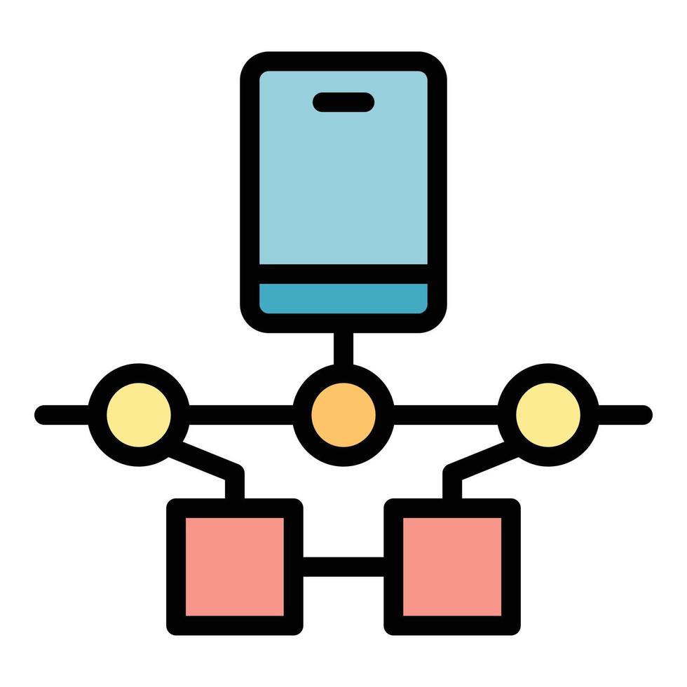 Smartphone-Remote-Access-Symbol Farbumrissvektor vektor