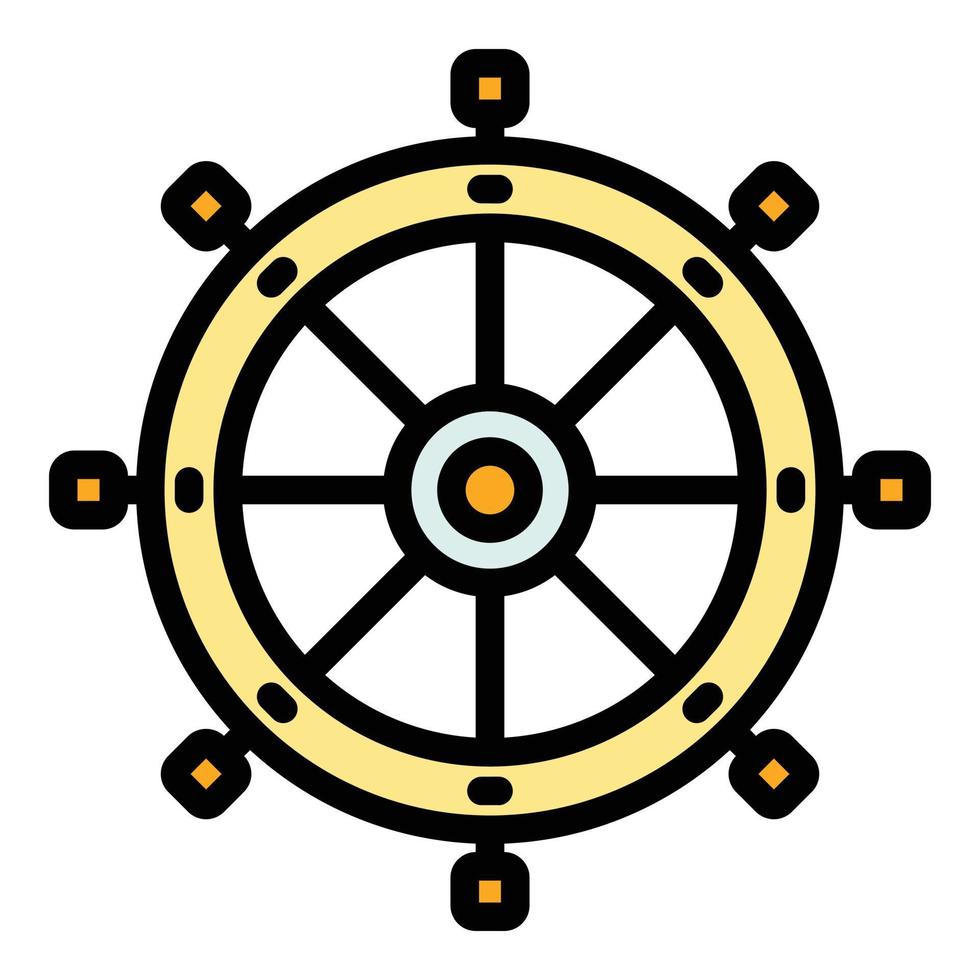 Marine Schiff Rad Symbol Farbe Umriss Vektor