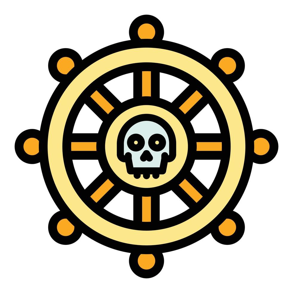 Piratenschiff Rad Symbol Farbe Umriss Vektor