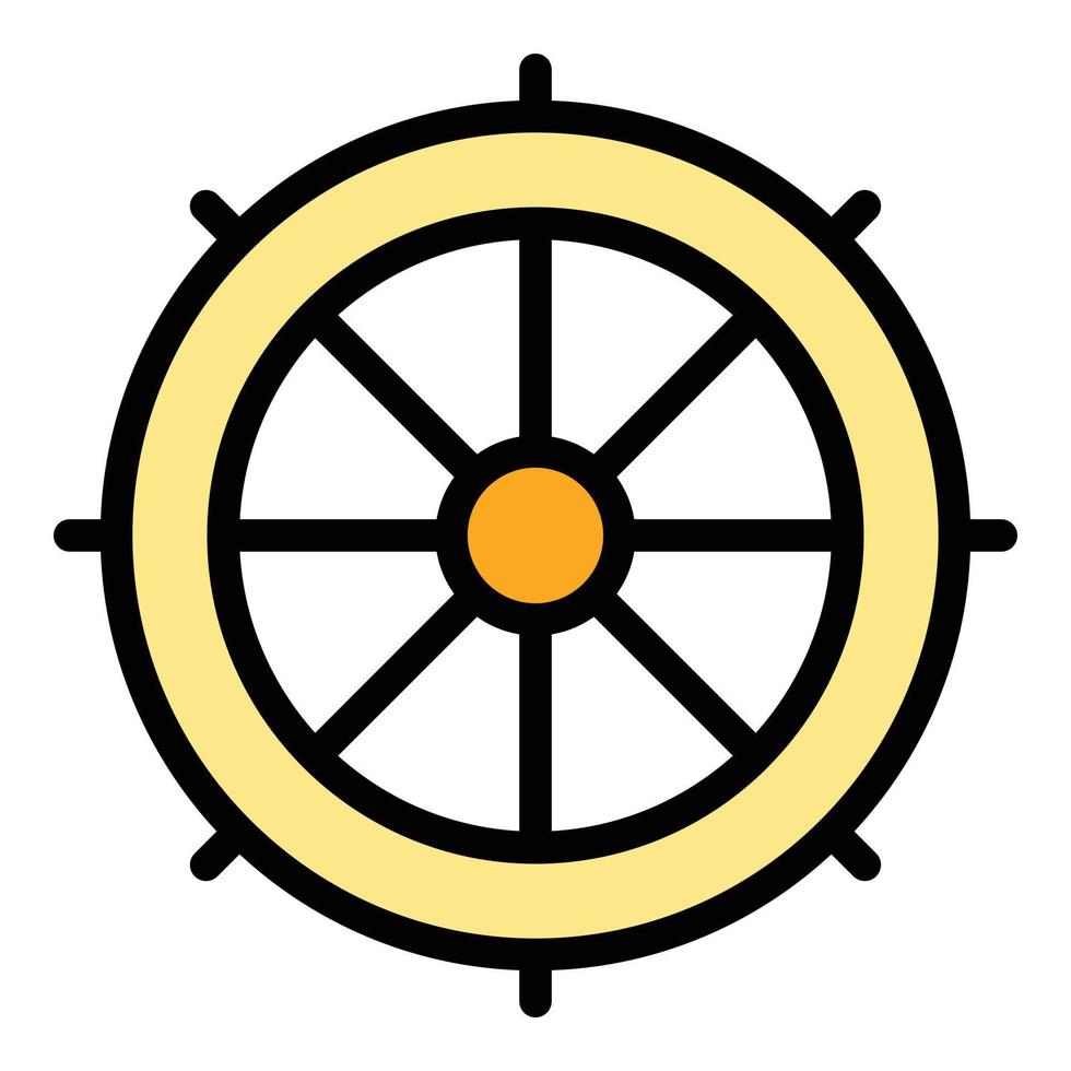 Kreuzfahrtschiff Rad Symbol Farbe Umriss Vektor