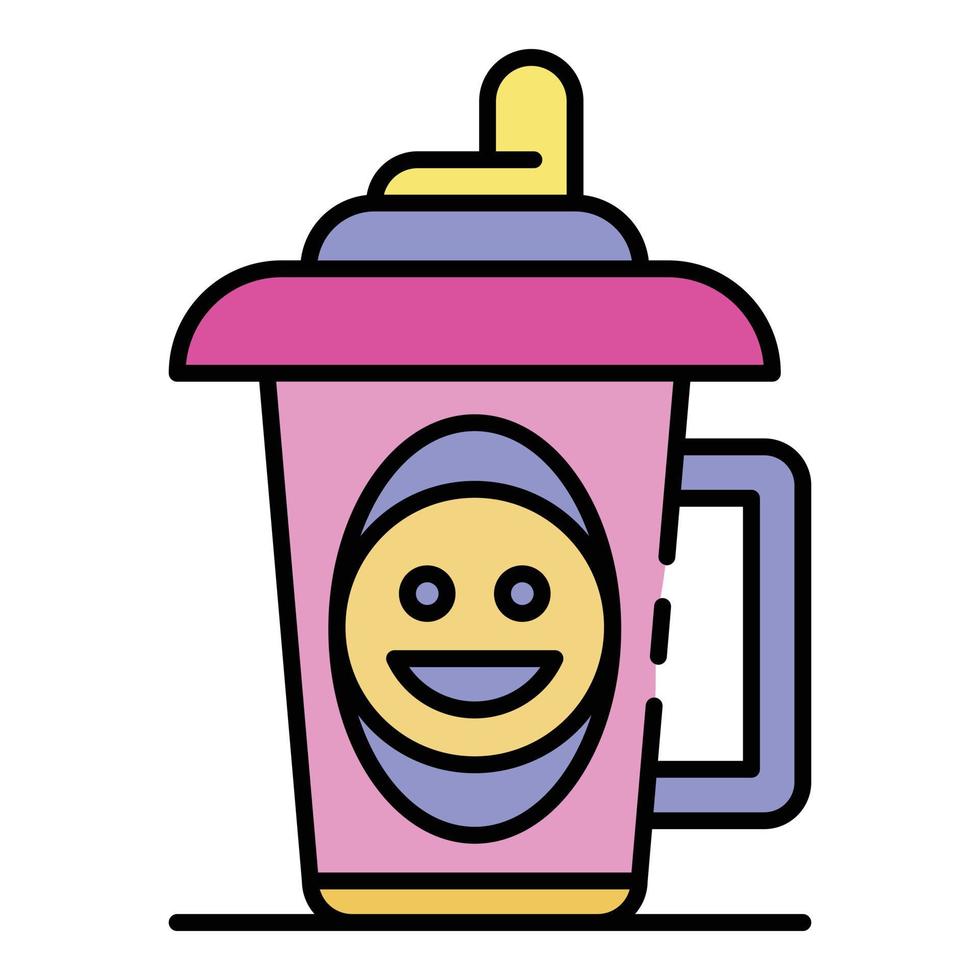 emoji sippy kopp ikon Färg översikt vektor