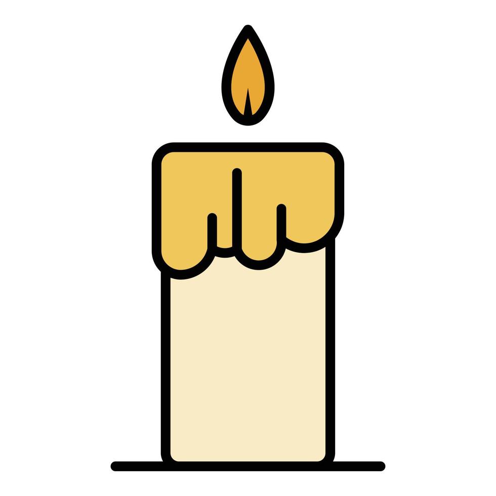 Wachs brennende Kerze Symbol Farbe Umriss Vektor