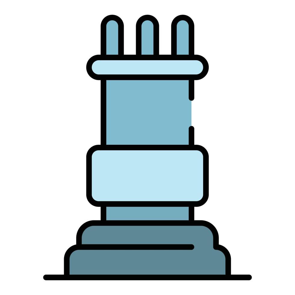 Turm Schachfigur Symbol Farbe Umriss Vektor