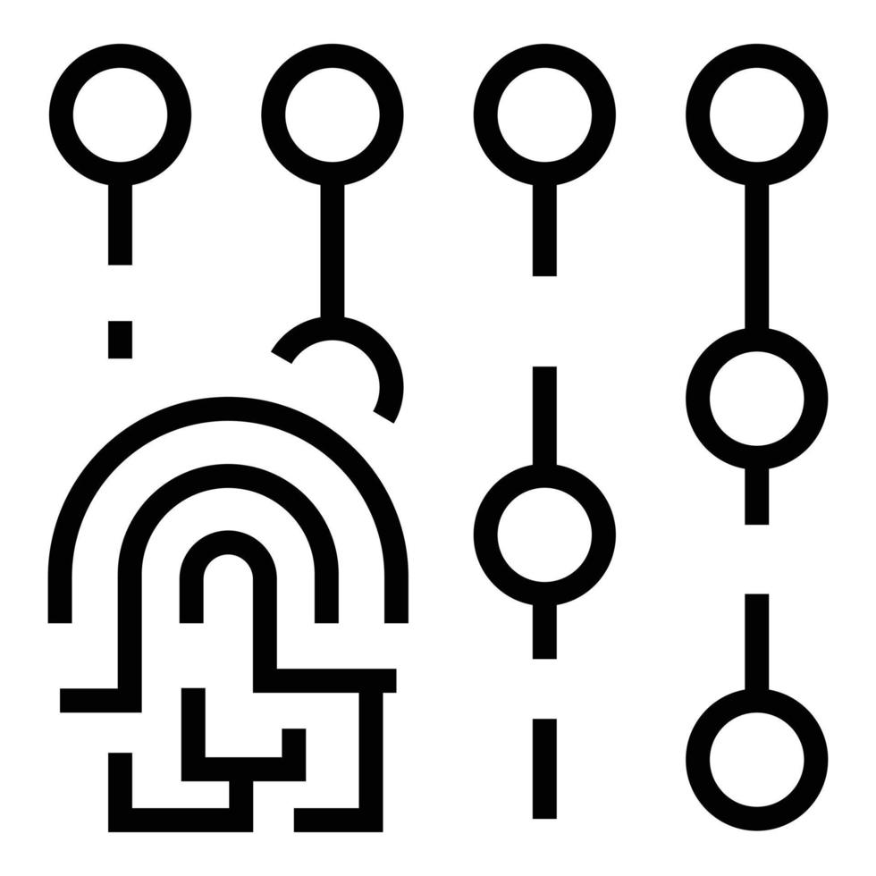 Fingerabdruck-Code-Symbol Umrissvektor. Zugangssperre vektor