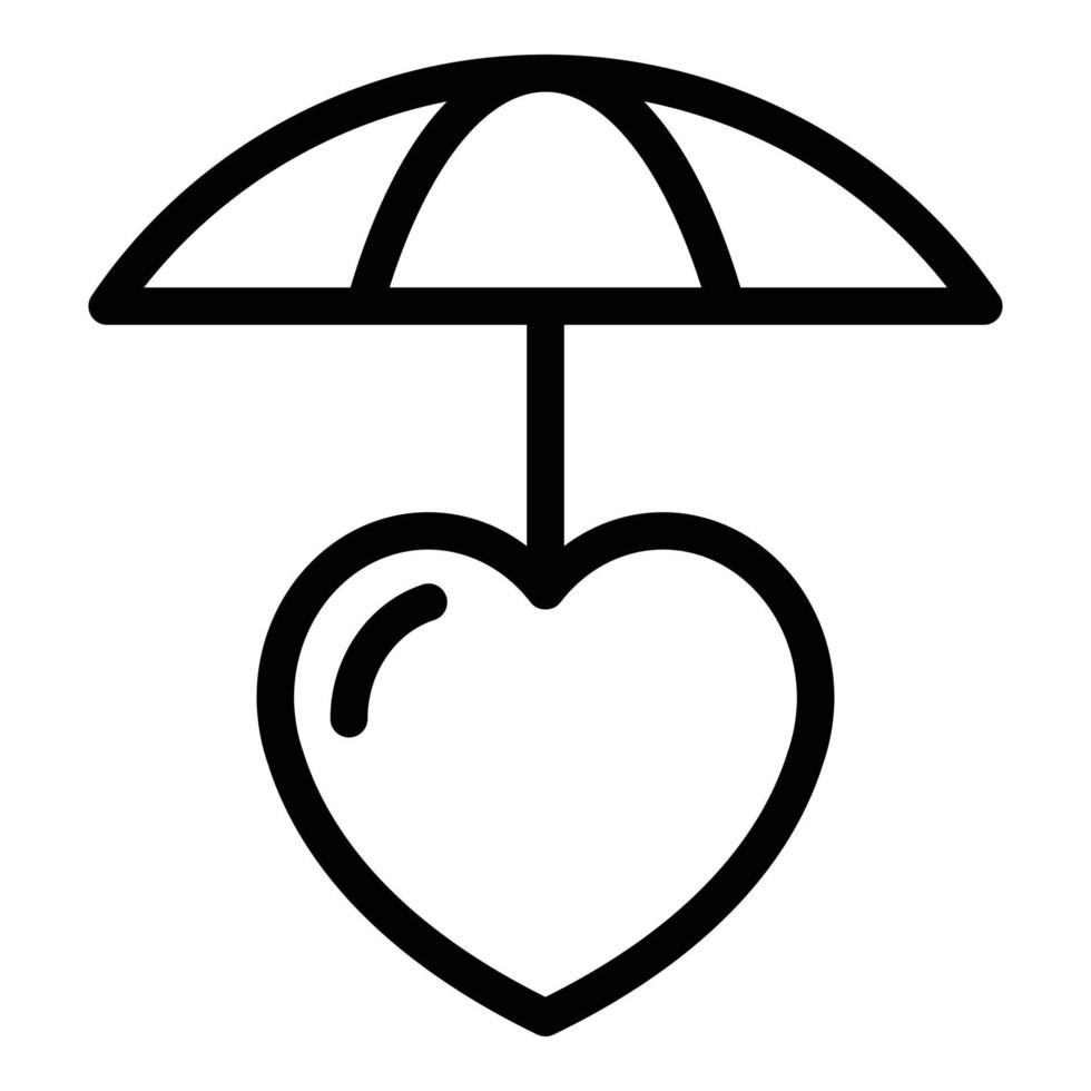 Liebe unter Regenschirm Symbol Umrissvektor. Familienleben vektor