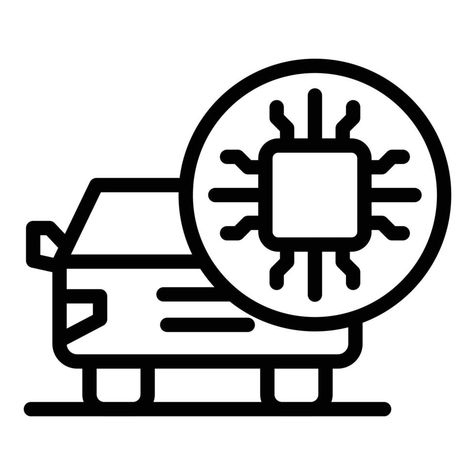 mikrochip bil ikon, översikt stil vektor