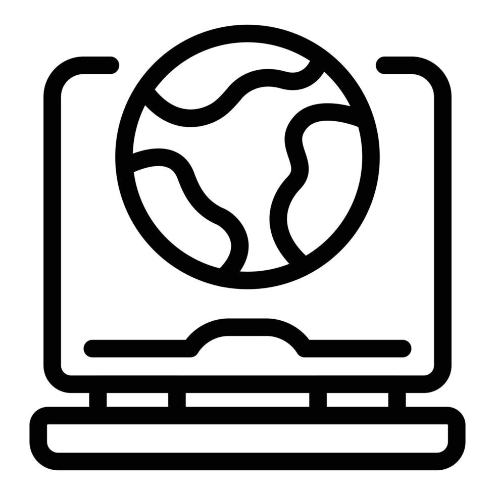 Laptop globales Internet-Symbol, Umrissstil vektor