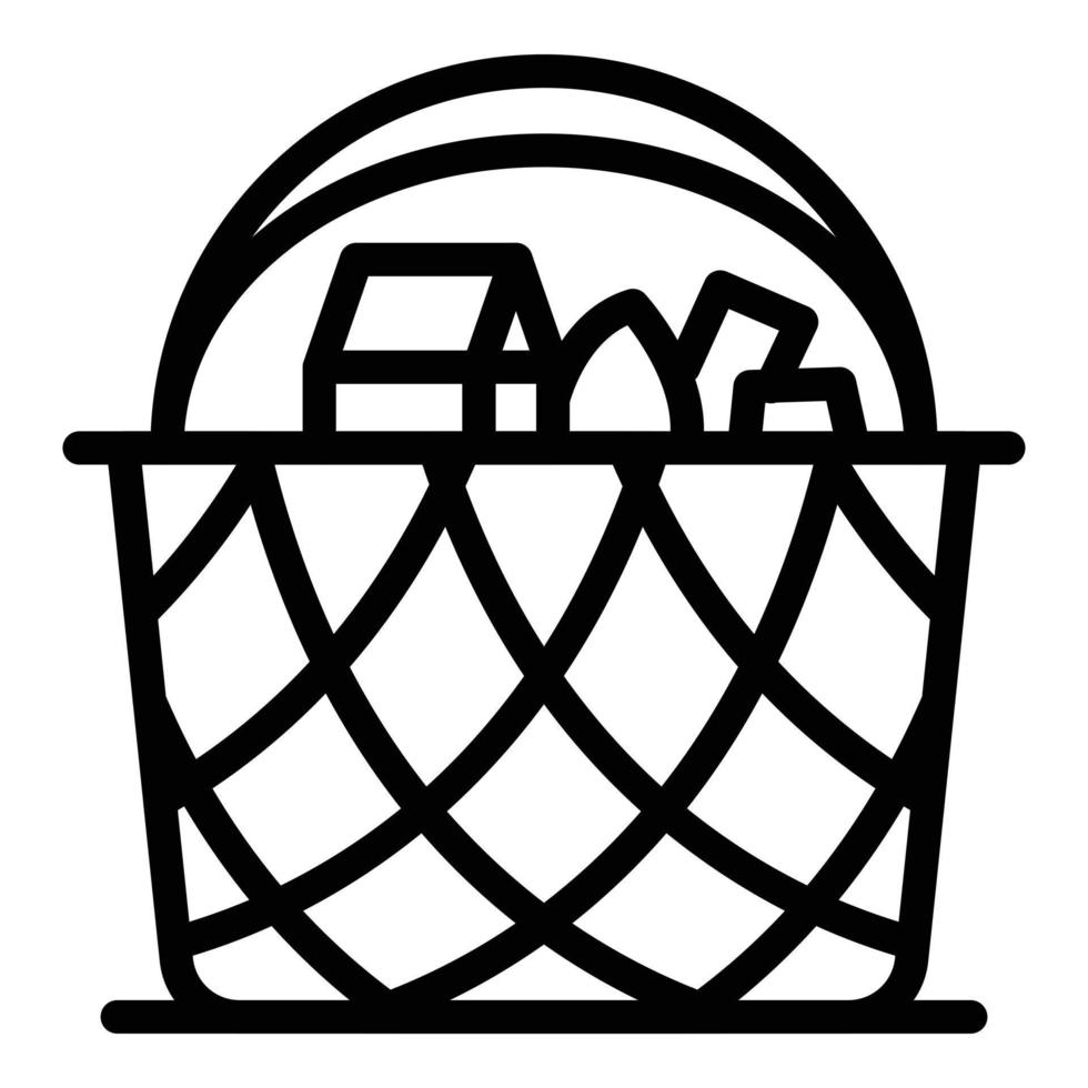 Outdoor-Picknickkorb-Symbol, Umrissstil vektor