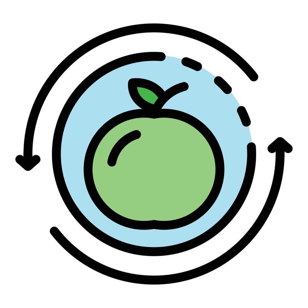 Obst Apfel Verdauung Symbol Farbe Umriss Vektor