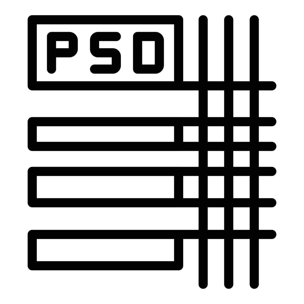 PSD-Dateisymbol, Umrissstil vektor