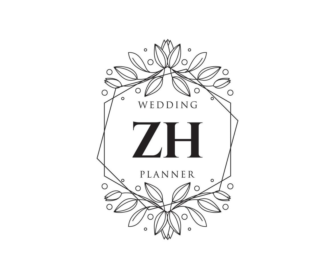 Z H initialer brev bröllop monogram logotyper samling, hand dragen modern minimalistisk och blommig mallar för inbjudan kort, spara de datum, elegant identitet för restaurang, boutique, Kafé i vektor