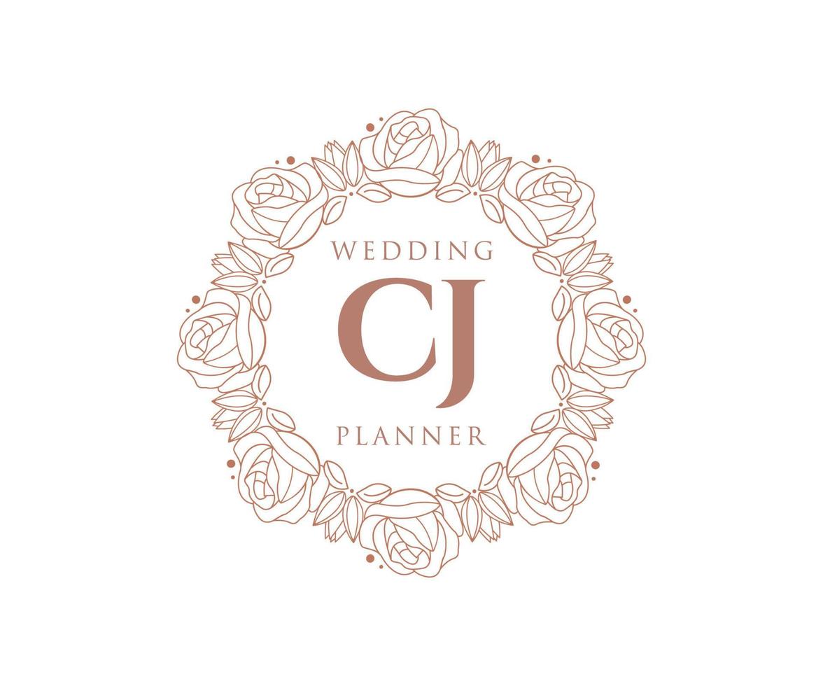 cj initialen brief hochzeitsmonogramm logos sammlung, handgezeichnete moderne minimalistische und florale vorlagen für einladungskarten, save the date, elegante identität für restaurant, boutique, café im vektor