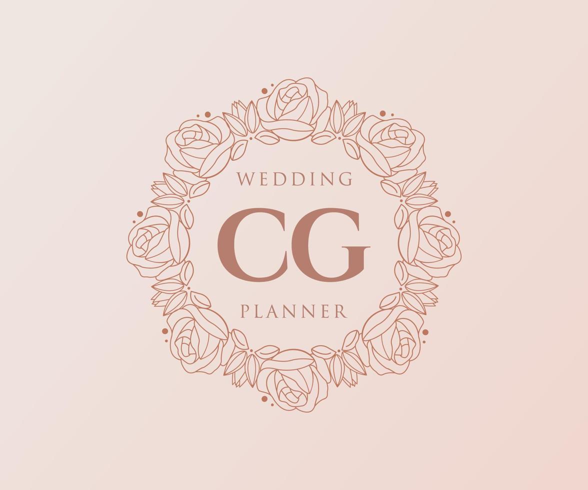 CG Initialen Brief Hochzeit Monogramm Logos Sammlung, handgezeichnete moderne minimalistische und florale Vorlagen für Einladungskarten, Save the Date, elegante Identität für Restaurant, Boutique, Café im Vektor