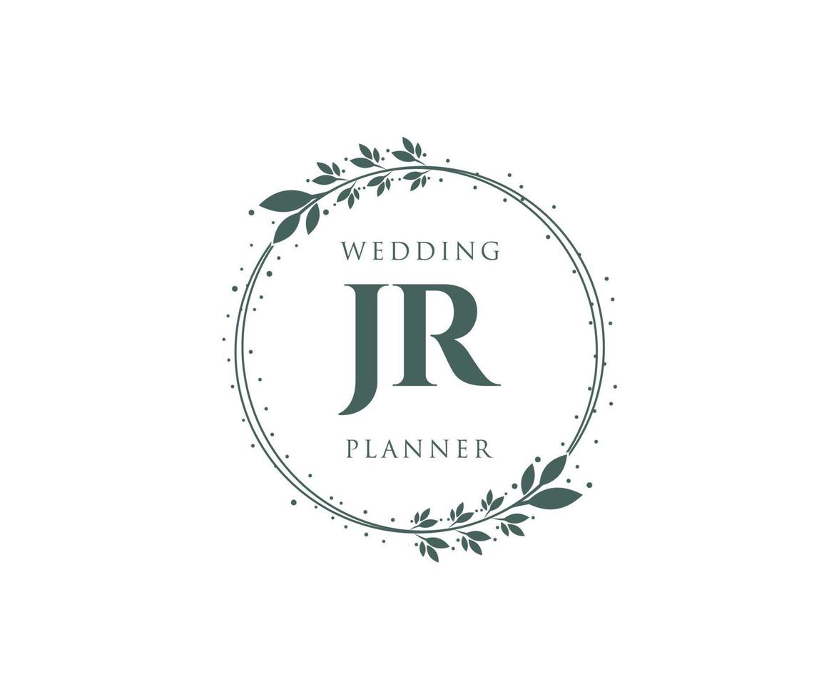 jr initialen brief hochzeitsmonogramm logos sammlung, handgezeichnete moderne minimalistische und florale vorlagen für einladungskarten, save the date, elegante identität für restaurant, boutique, café im vektor