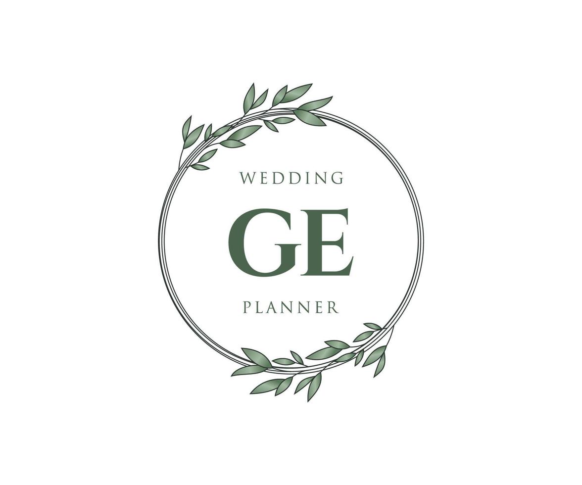 ge Initialen Brief Hochzeit Monogramm Logos Sammlung, handgezeichnete moderne minimalistische und florale Vorlagen für Einladungskarten, Save the Date, elegante Identität für Restaurant, Boutique, Café im Vektor