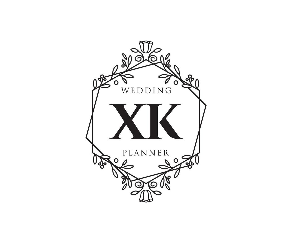 xk initialen brief hochzeitsmonogramm logos sammlung, handgezeichnete moderne minimalistische und florale vorlagen für einladungskarten, save the date, elegante identität für restaurant, boutique, café im vektor