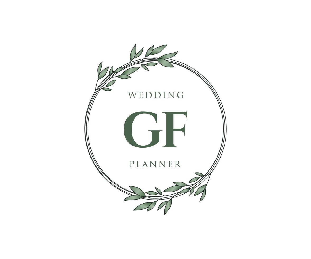 gf initialen brief hochzeitsmonogramm logos sammlung, handgezeichnete moderne minimalistische und florale vorlagen für einladungskarten, save the date, elegante identität für restaurant, boutique, café im vektor