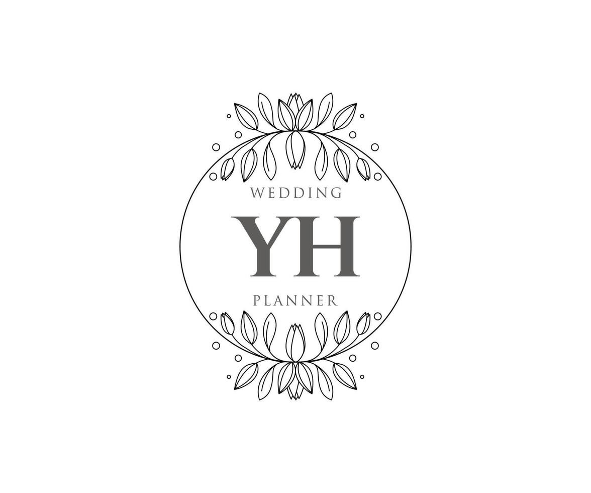 yh initialen brief hochzeitsmonogramm logos sammlung, handgezeichnete moderne minimalistische und florale vorlagen für einladungskarten, save the date, elegante identität für restaurant, boutique, café im vektor