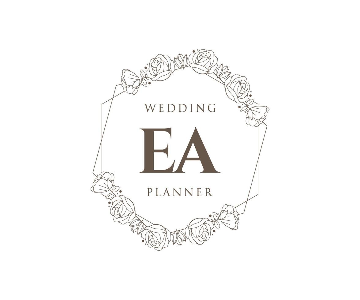 Ea Initialen Brief Hochzeit Monogramm Logos Sammlung, handgezeichnete moderne minimalistische und florale Vorlagen für Einladungskarten, Save the Date, elegante Identität für Restaurant, Boutique, Café im Vektor