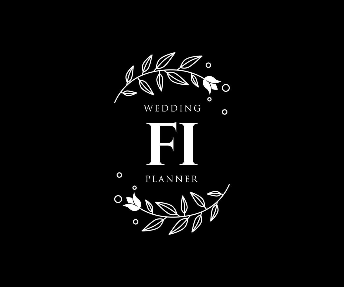 fi initialer brev bröllop monogram logotyper samling, hand dragen modern minimalistisk och blommig mallar för inbjudan kort, spara de datum, elegant identitet för restaurang, boutique, Kafé i vektor