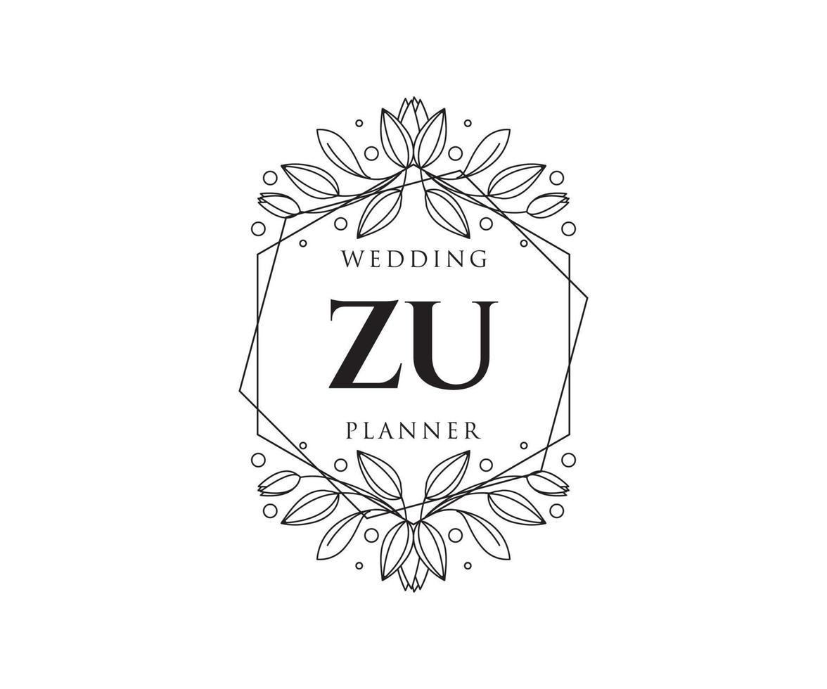 zu initialen brief hochzeitsmonogramm logos sammlung, handgezeichnete moderne minimalistische und florale vorlagen für einladungskarten, save the date, elegante identität für restaurant, boutique, café im vektor