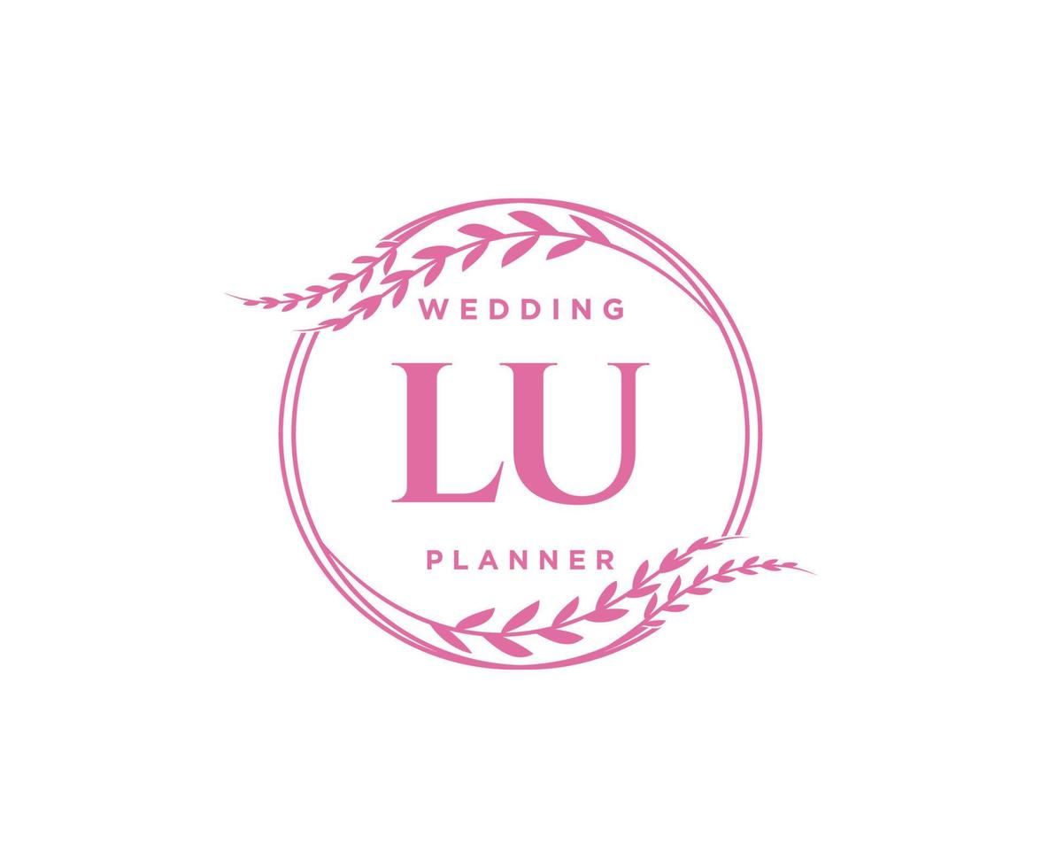 lu initialen brief hochzeitsmonogramm logos sammlung, handgezeichnete moderne minimalistische und florale vorlagen für einladungskarten, save the date, elegante identität für restaurant, boutique, café im vektor