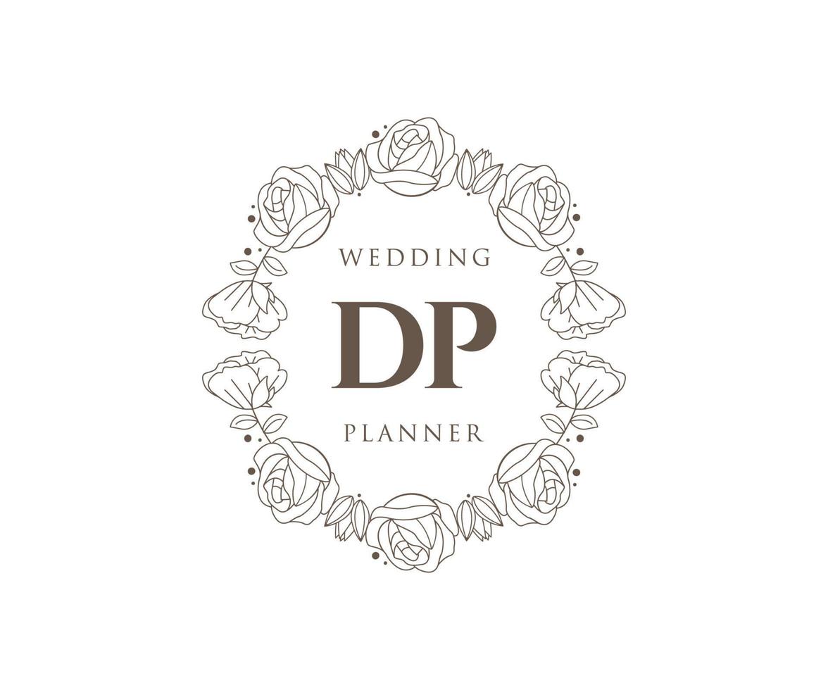 dp initialen brief hochzeitsmonogramm logos sammlung, handgezeichnete moderne minimalistische und florale vorlagen für einladungskarten, save the date, elegante identität für restaurant, boutique, café im vektor