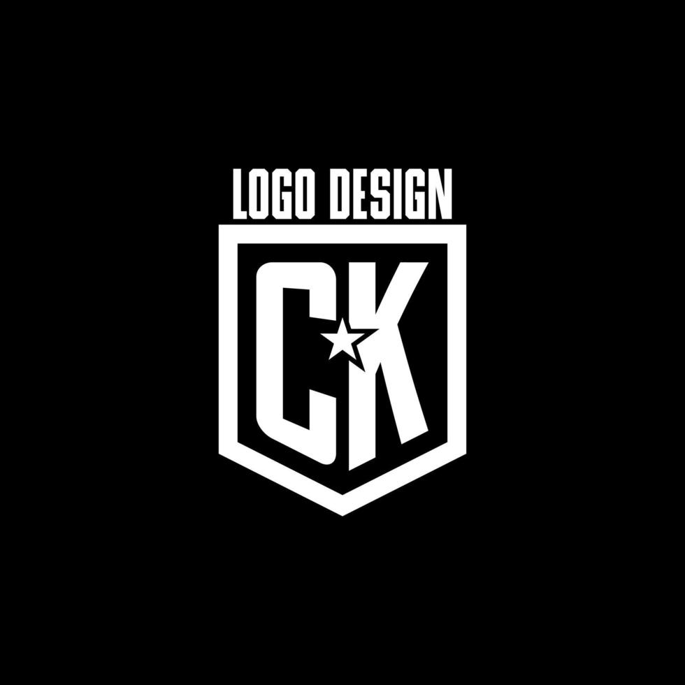 ck anfängliches Gaming-Logo mit Schild- und Sterndesign vektor