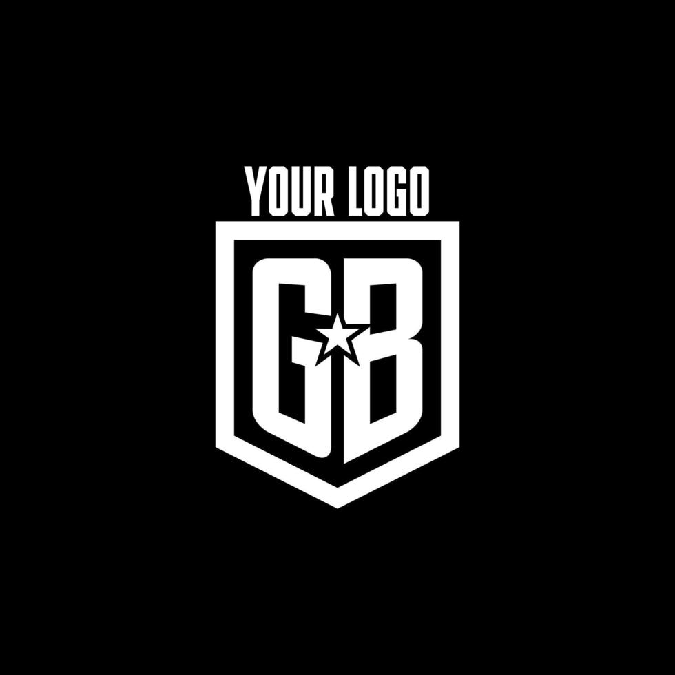 gb första gaming logotyp med skydda och stjärna stil design vektor