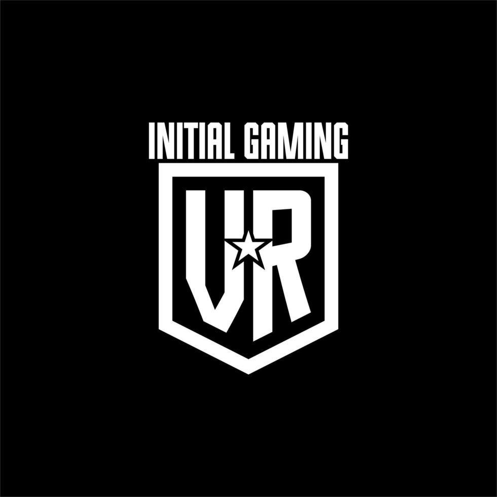 Vr Initial Gaming Logo mit Schild und Sterndesign vektor