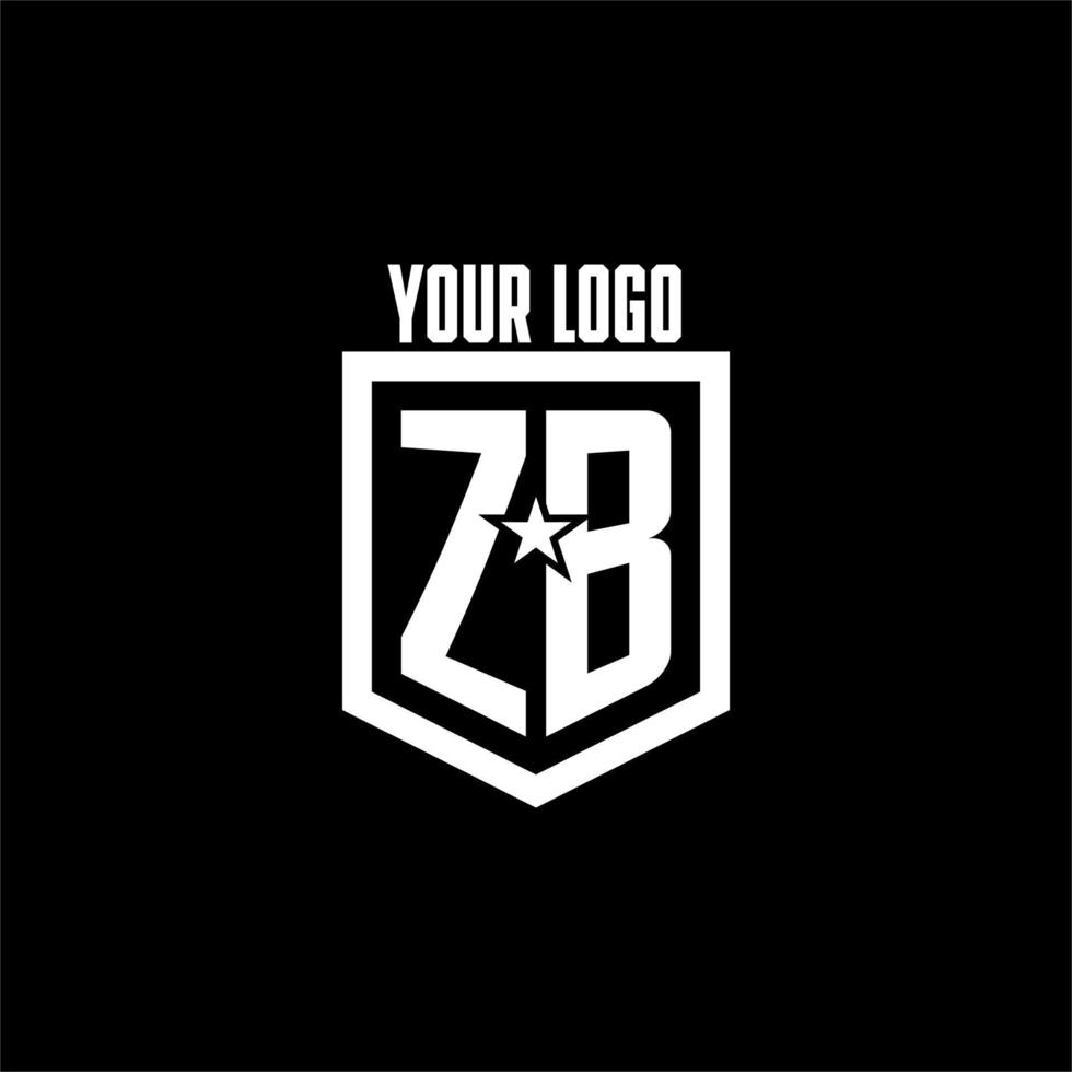 zb anfängliches Gaming-Logo mit Schild- und Sterndesign vektor
