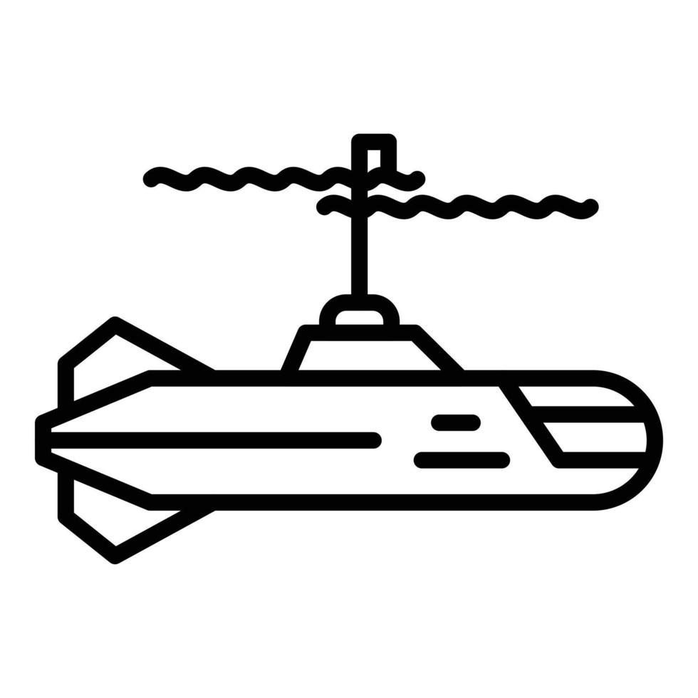 hav u-båt ikon, översikt stil vektor