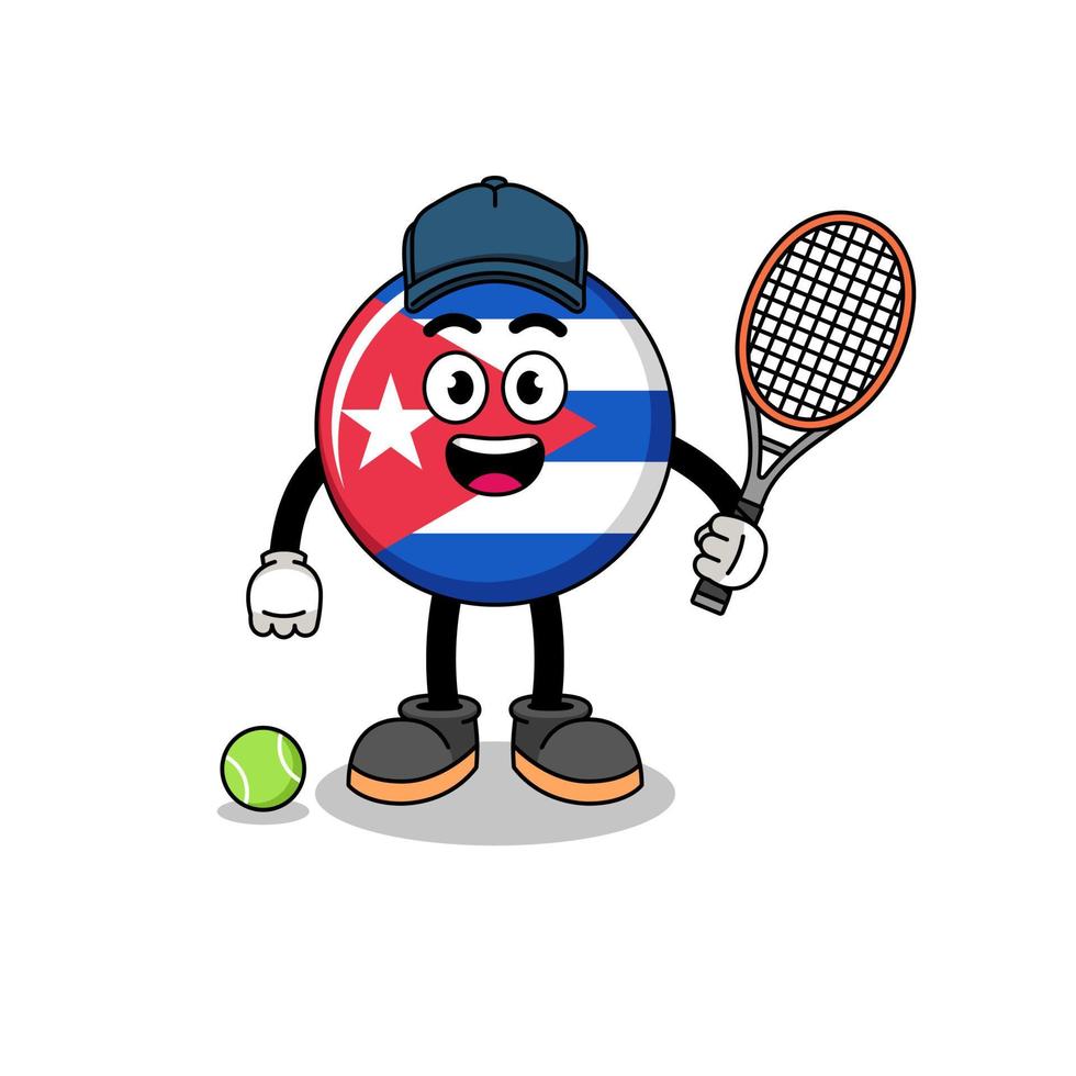 kuba flagga illustration som en tennis spelare vektor