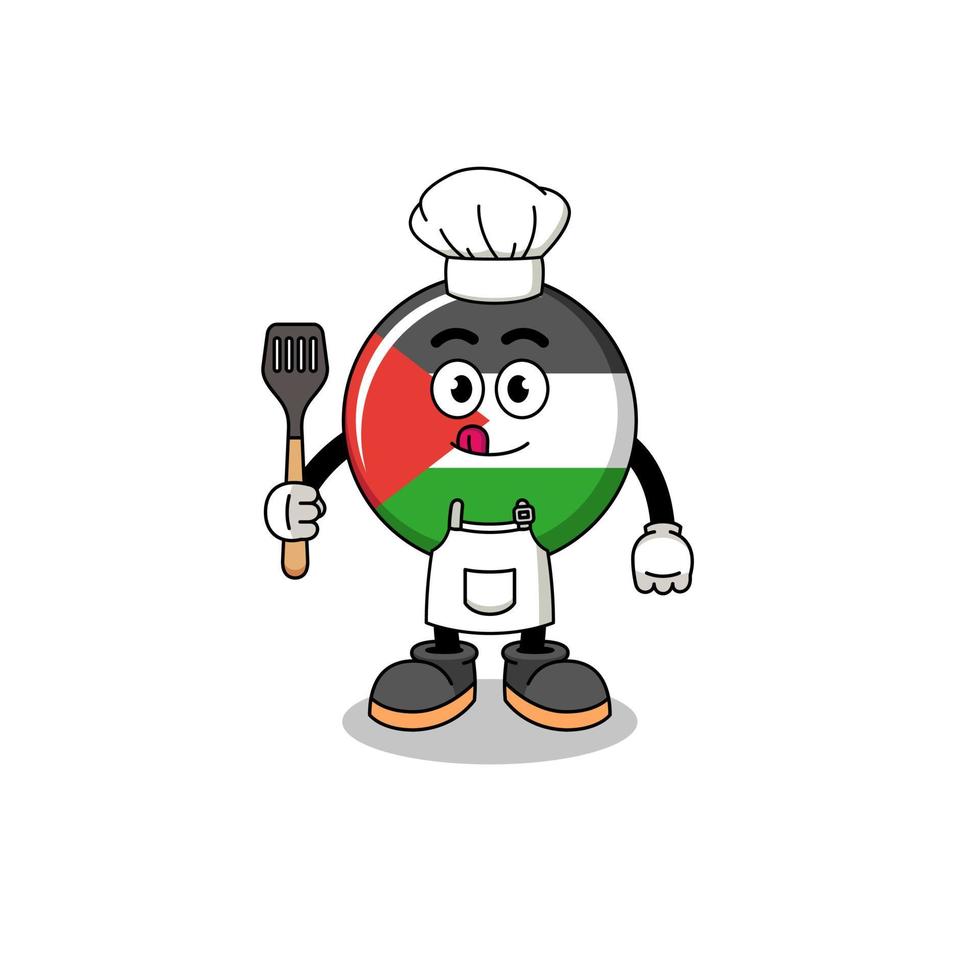 maskot illustration av palestina flagga kock vektor