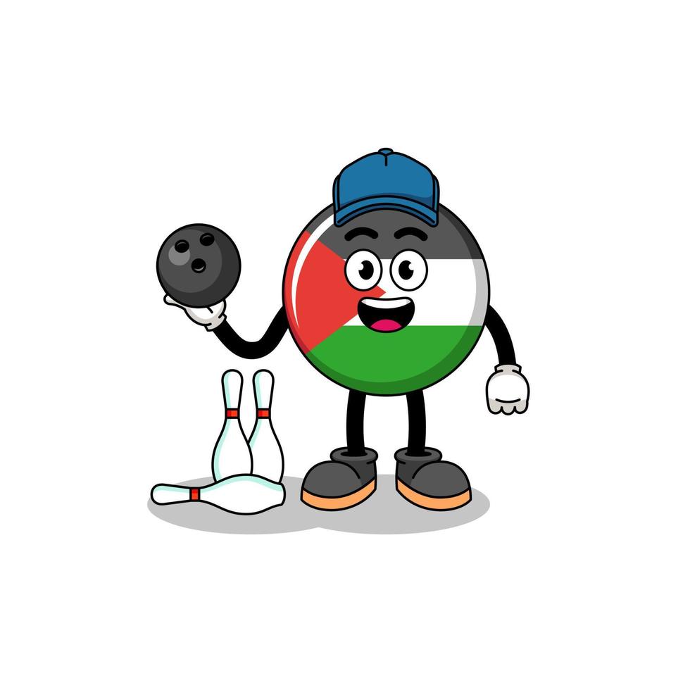 maskot av palestina flagga som en bowling spelare vektor