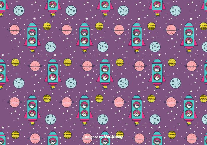 Astronaut Kids Vector Pattern