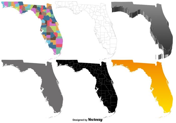 Vektor uppsättning av Florida karta