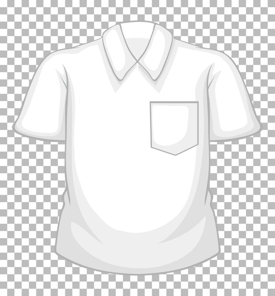leeres weißes Kurzarmhemd mit Tasche lokalisiert auf transparentem Hintergrund vektor