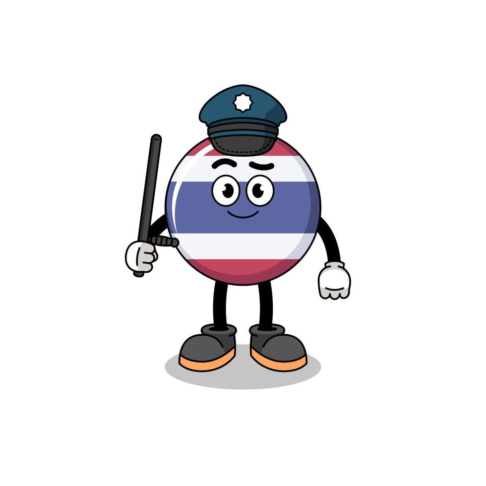 tecknad serie illustration av thailand flagga polis vektor