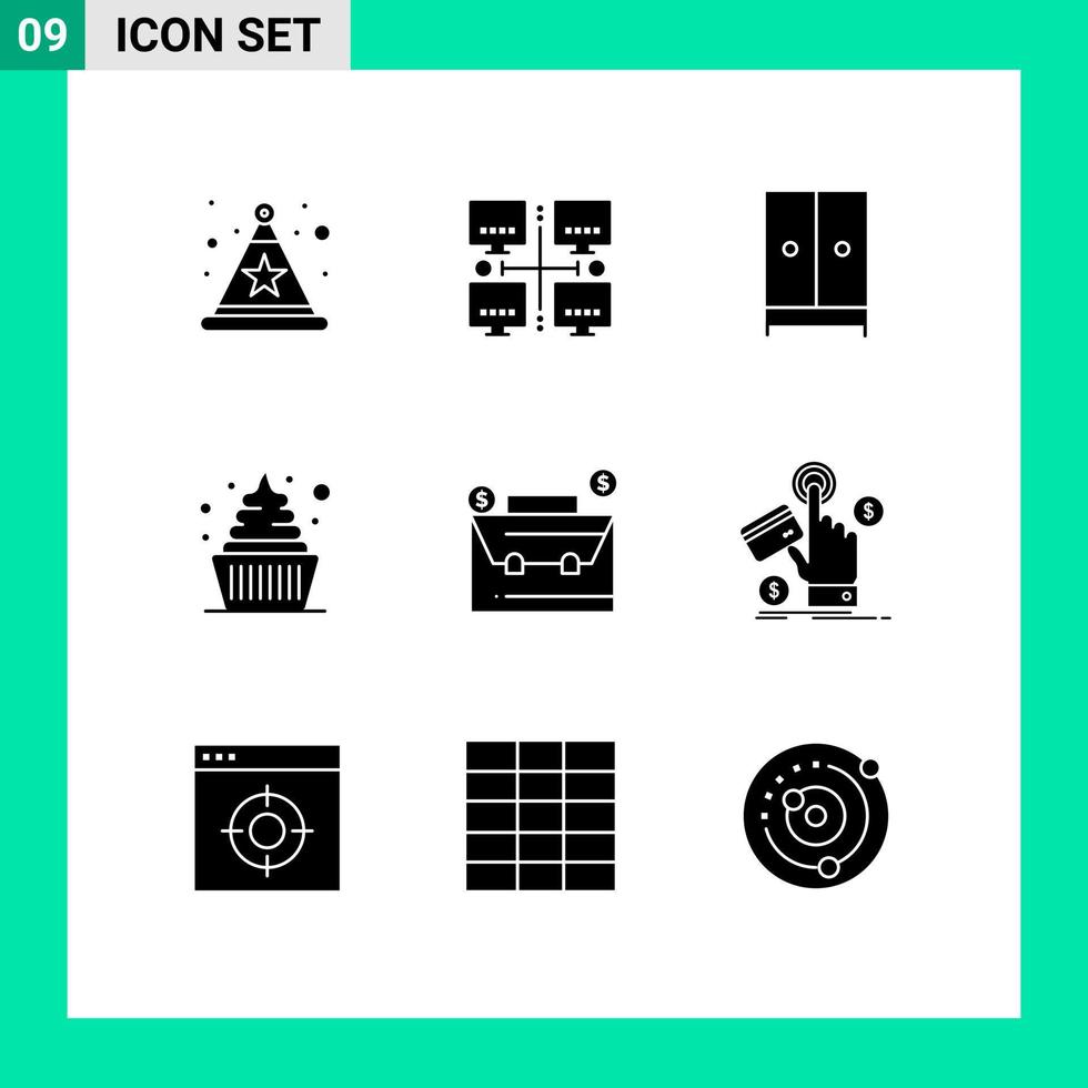 9 kreative Symbole, moderne Zeichen und Symbole für Budget-Süßigkeiten, Eiscreme, bearbeitbare Vektordesign-Elemente vektor