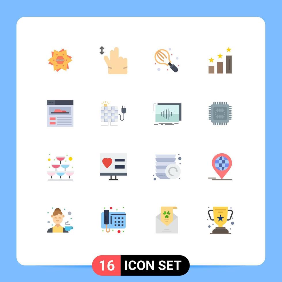 modern uppsättning av 16 platt färger pictograph av webbplats prestanda bakning analys mixer redigerbar packa av kreativ vektor design element
