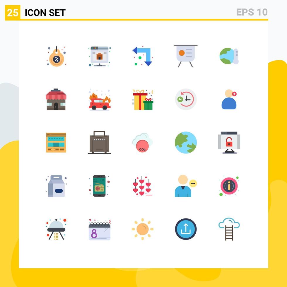 modern uppsättning av 25 platt färger pictograph av presentation grundton server Graf ner redigerbar vektor design element
