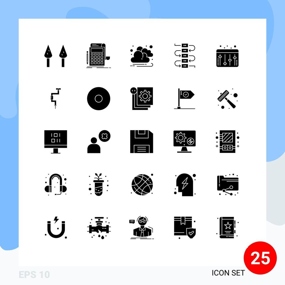 uppsättning av 25 modern ui ikoner symboler tecken för snickare utjämnare moln audio virtuos redigerbar vektor design element